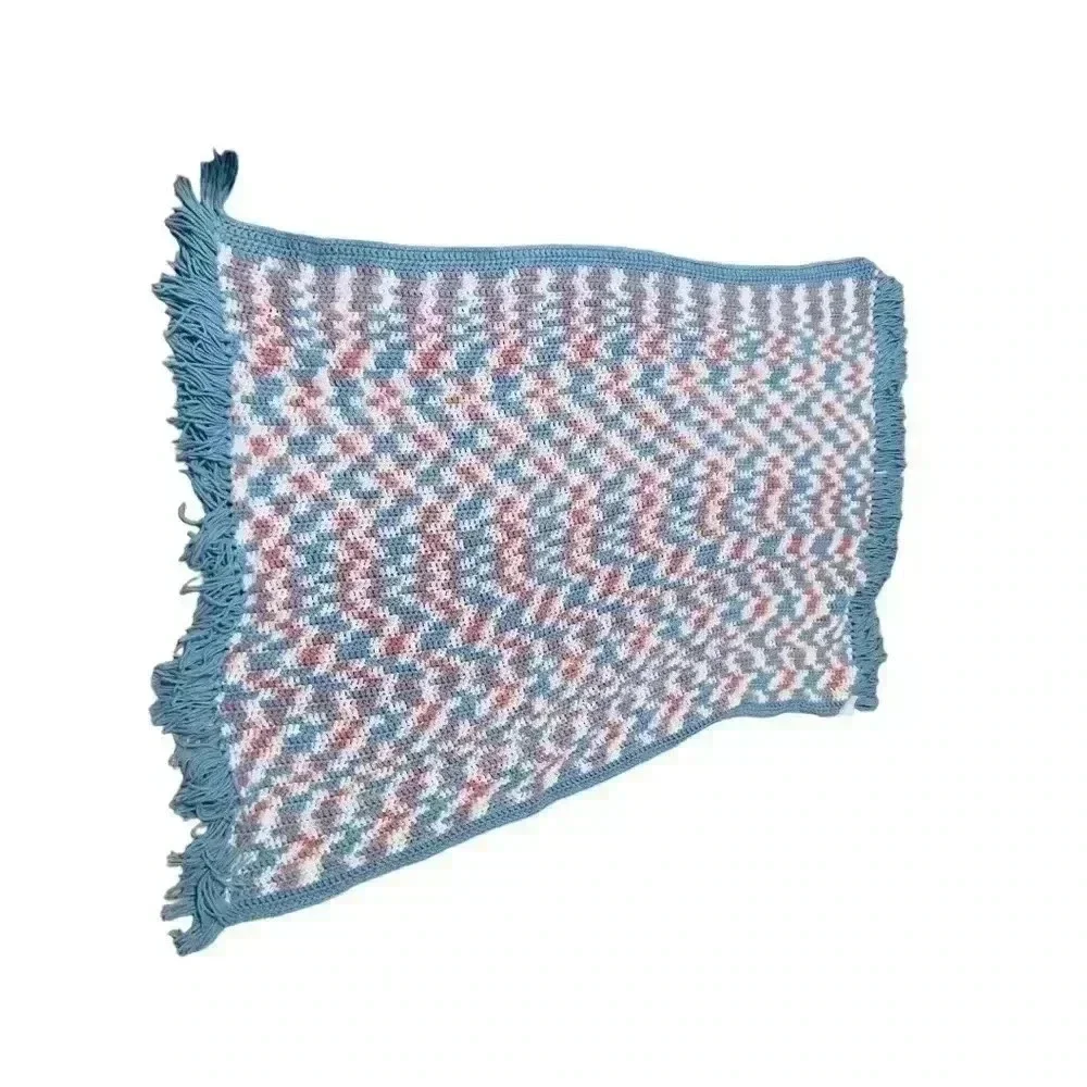 Handmade Throw Blanket Pink Blue White Mauve Brand New